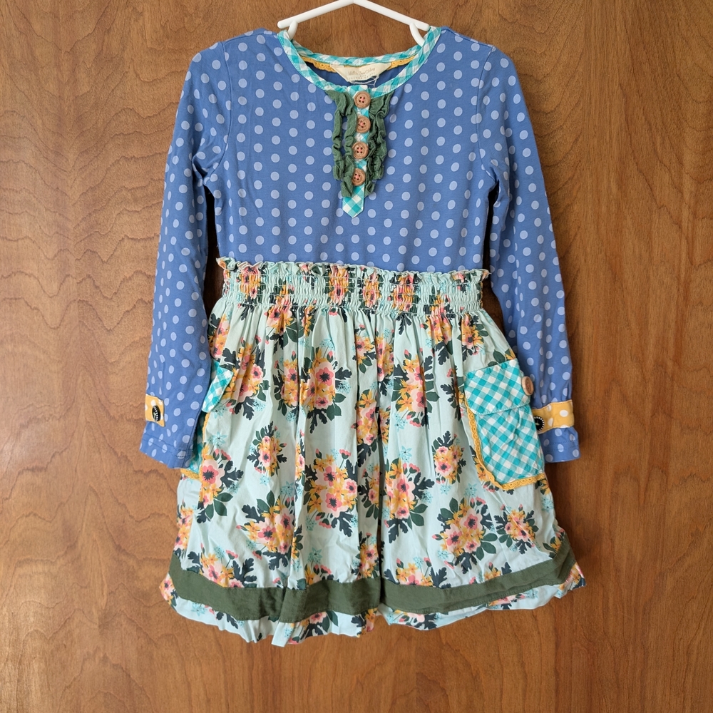 Matilda Jane Blue Heirloom Floral Mixed-Print Dress